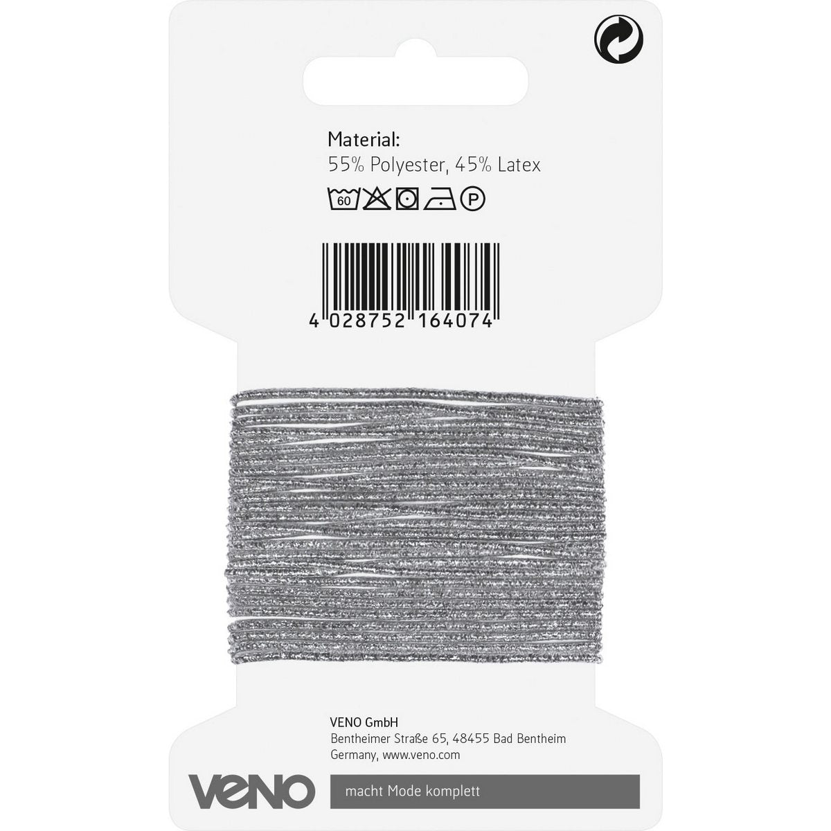 Elastische Kordel Lurex 1,5mm 3m Silber